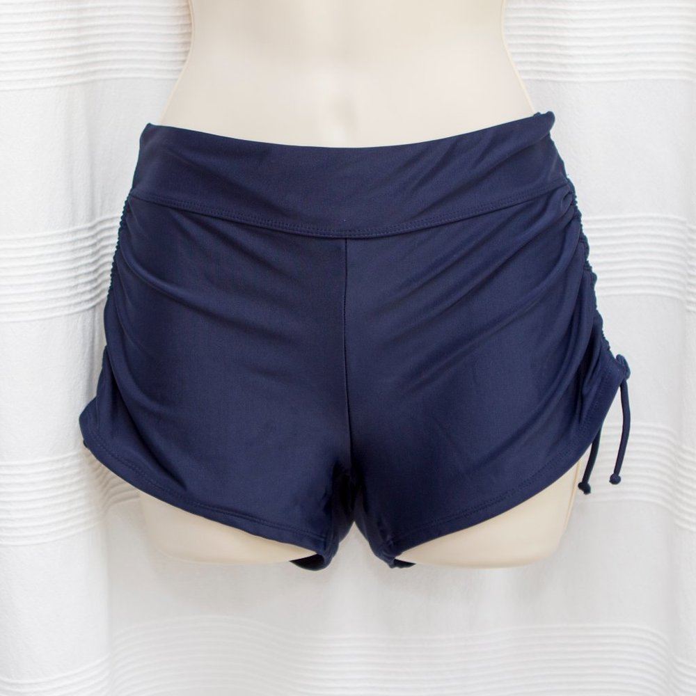 Navy Side Ruched Swim Bottoms